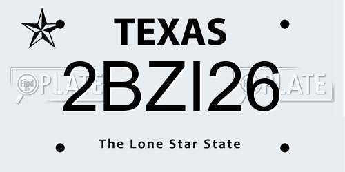 2BZI26 Texas License Plate