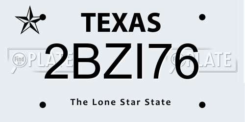 2BZI76 Texas License Plate