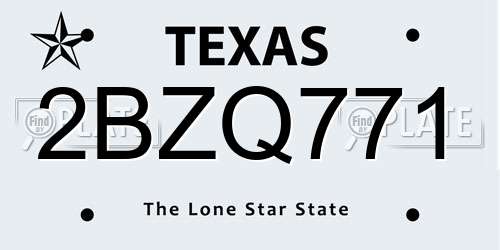 2BZQ771 Texas License Plate