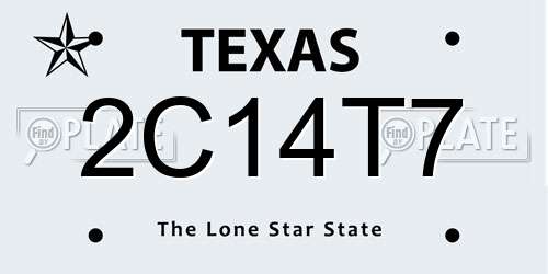 2C14T7 Texas License Plate