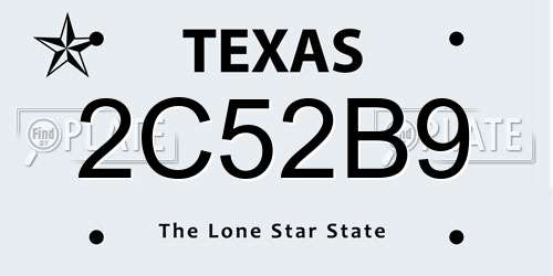 2C52B9 Texas License Plate