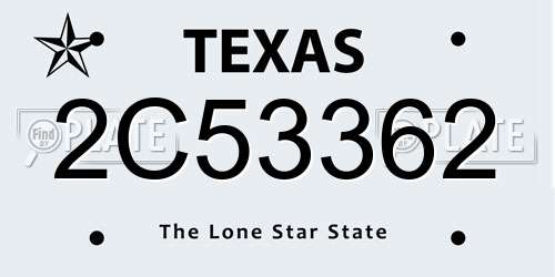 2C53362 Texas License Plate