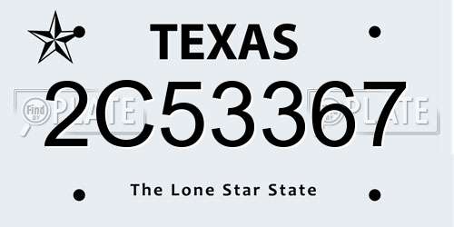 2C53367 Texas License Plate