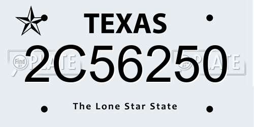 2C56250 Texas License Plate