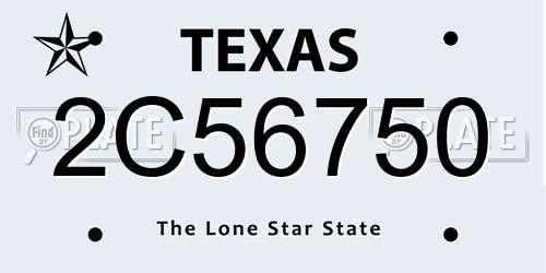 2C56750 Texas License Plate