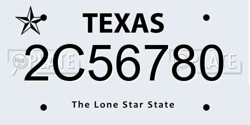 2C56780 Texas License Plate
