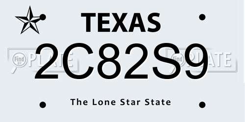 2C82S9 Texas License Plate
