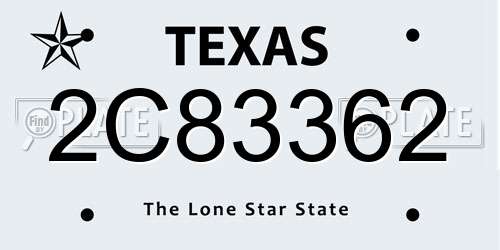 2C83362 Texas License Plate