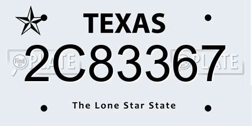 2C83367 Texas License Plate