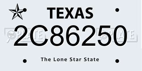 2C86250 Texas License Plate