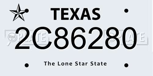 2C86280 Texas License Plate