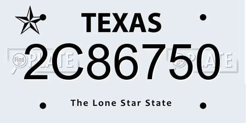 2C86750 Texas License Plate