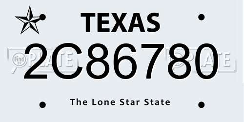 2C86780 Texas License Plate