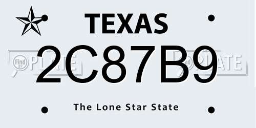 2C87B9 Texas License Plate