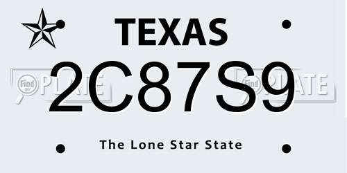 2C87S9 Texas License Plate