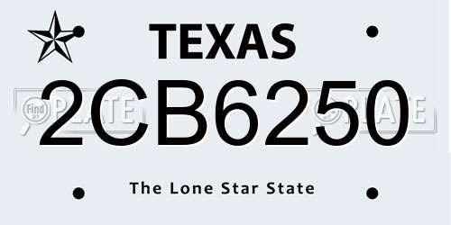2CB6250 Texas License Plate