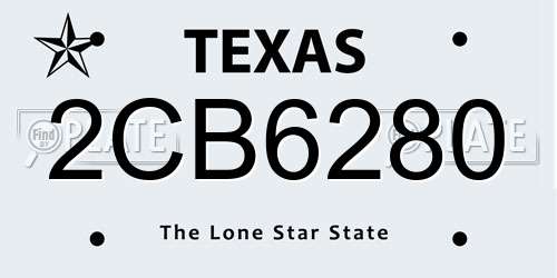 2CB6280 Texas License Plate
