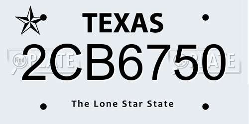 2CB6750 Texas License Plate