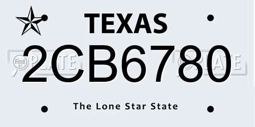 2CB6780 Texas License Plate