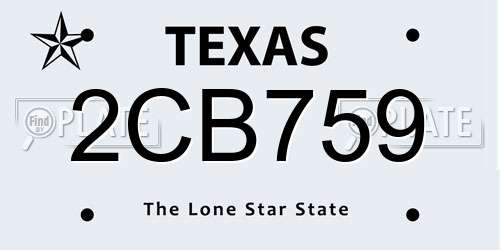 2CB759 Texas License Plate