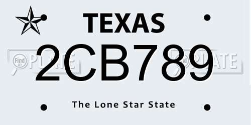 2CB789 Texas License Plate