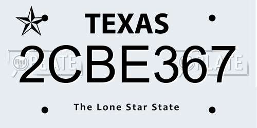 2CBE367 Texas License Plate