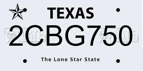 2CBG750 Texas License Plate