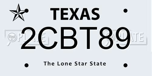 2CBT89 Texas License Plate