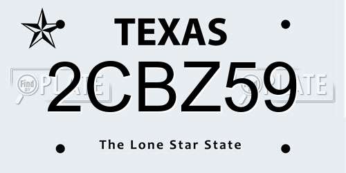 2CBZ59 Texas License Plate