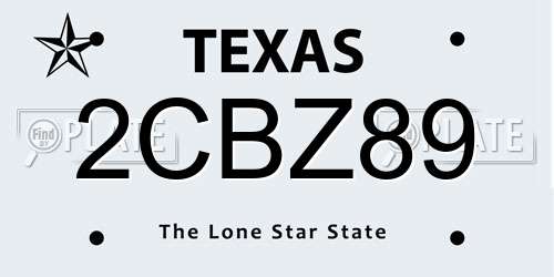 2CBZ89 Texas License Plate