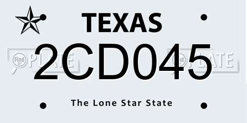 2CD045 Texas License Plate