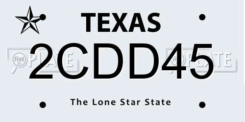 2CDD45 Texas License Plate