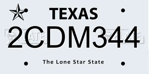 2CDM344 Texas License Plate