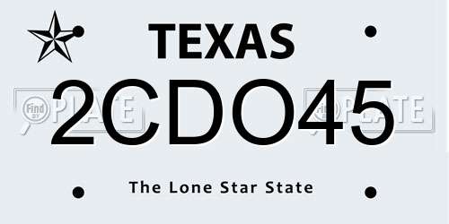 2CDO45 Texas License Plate