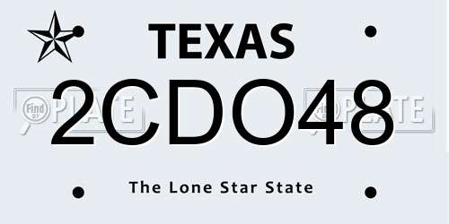 2CDO48 Texas License Plate