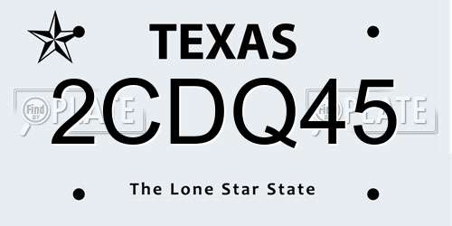 2CDQ45 Texas License Plate