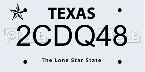 2CDQ48 Texas License Plate