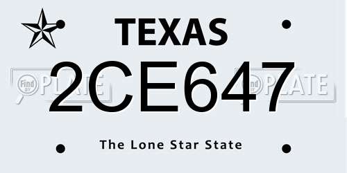 2CE647 Texas License Plate