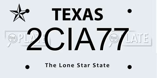 2CIA77 Texas License Plate