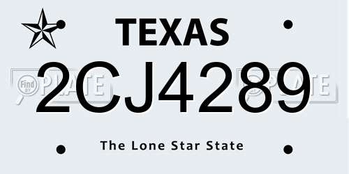 2CJ4289 Texas License Plate