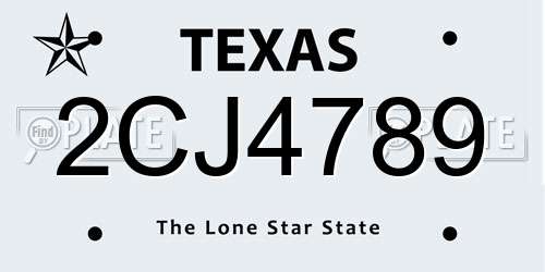 2CJ4789 Texas License Plate
