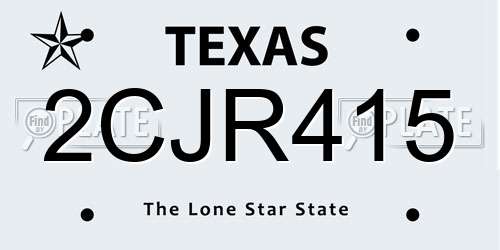 2CJR415 Texas License Plate