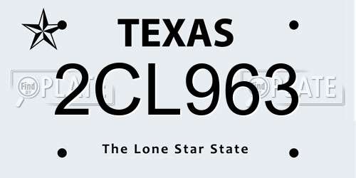 2CL963 Texas License Plate