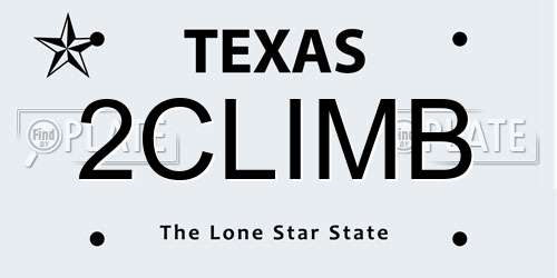 2CLIMB Texas License Plate