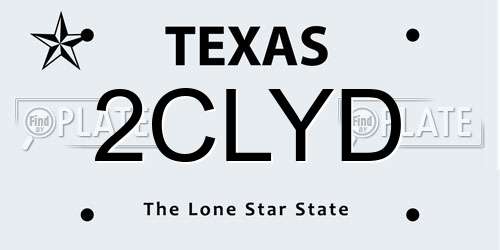 2CLYD Texas License Plate