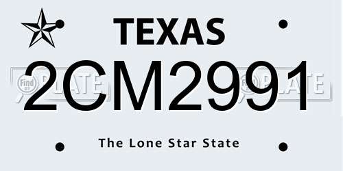 2CM2991 Texas License Plate