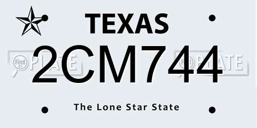 2CM744 Texas License Plate