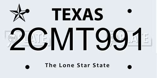 2CMT991 Texas License Plate