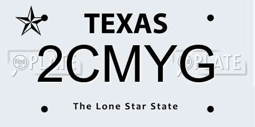 2CMYG Texas License Plate