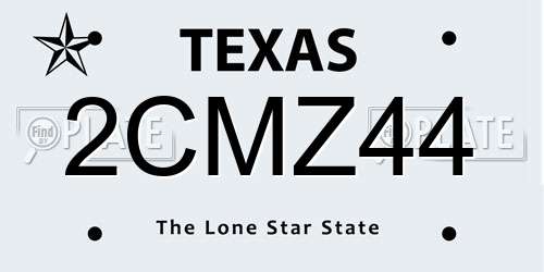 2CMZ44 Texas License Plate